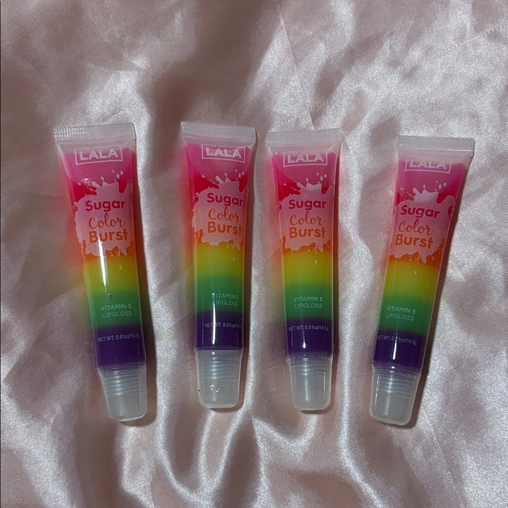 LALA Sugar Color Burst Rainbow Lip Gloss Tubes (Set of 4)